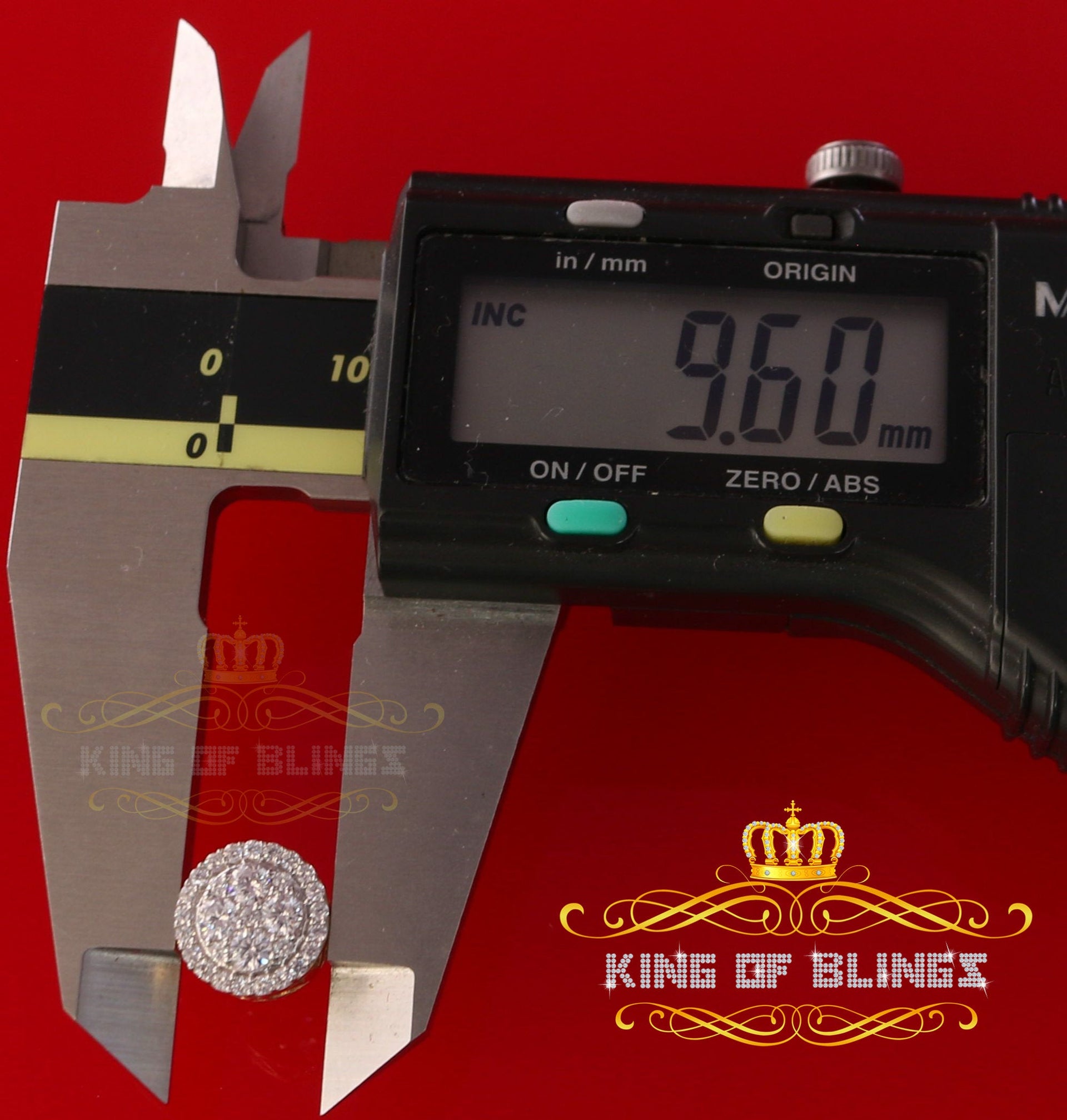 King of Bling's 925 Yellow Silver 1.77ct Cubic Zirconia Women's & Men's Hip Hop Round Earrings KING OF BLINGS