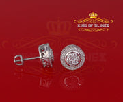 King of Blings- Aretes Para Hombre 925 White Silver 1.59ct Cubic Zirconia Round Women's Earrings KING OF BLINGS