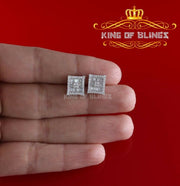 King of Blings- Hip Hop White 925 Silver 0.68ct Cubic Zirconia Women's & Men's Square Earrings KING OF BLINGS