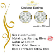 King of Bling's Aretes Para Hombre 925 Yellow Silver 0.96ct Cubic Zirconia Round Ladies Earrings KING OF BLINGS