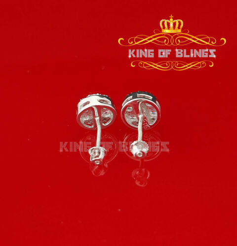 King of Blings- 2.76 ct Cubic Zirconia 925 White Silver Women's & Men's Hip Hop Round Earrings KING OF BLINGS