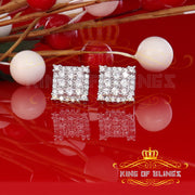 King of Blings- 925 White Sterling Silver 0.96ct Cubic Zirconia Women's & Men's Square Earrings KING OF BLINGS