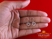 King of Blings- 925 White Silver 0.58ct Cubic Zirconia Cluster Women's Dangling Heart Earrings KING OF BLINGS