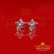 King of Bling's 925 White Silver 0.66ct VVS 'D' Moissanite Star Stud Earring Men's/Womens King of Blings