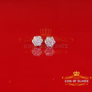 King  of Bling's Men's/Womens 925 Silver Yellow 0.50ct VVS 'D' Moissanite Floral Stud Earrings KING OF BLINGS