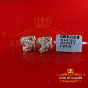 King  of Bling's New Men's Square Stud 1.00ct VVS D Moissanite 925 Yellow Silver Women Earrings KING OF BLINGS
