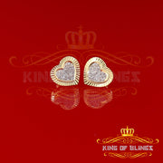 King of Blings-Aretes Para Hombre Heart Yellow Silver 0.25ct Diamond Women's /Men's Earrings KING OF BLINGS