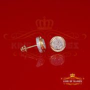 0.10ct Diamond 925 Sterling Silver Yellow Round Earring For Men's / Women's KING OF BLINGS