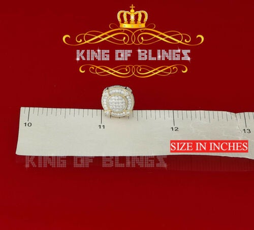 King of Bling's 925 Yellow Sterling Silver 1.46ct Cubic Zirconia Hip Hop Round Ladies Earrings KING OF BLINGS