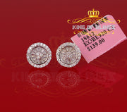King of Blings- 0.52ct Cubic Zirconia 925 White Sterling Silver Women's Hip Hop Round Earrings KING OF BLINGS
