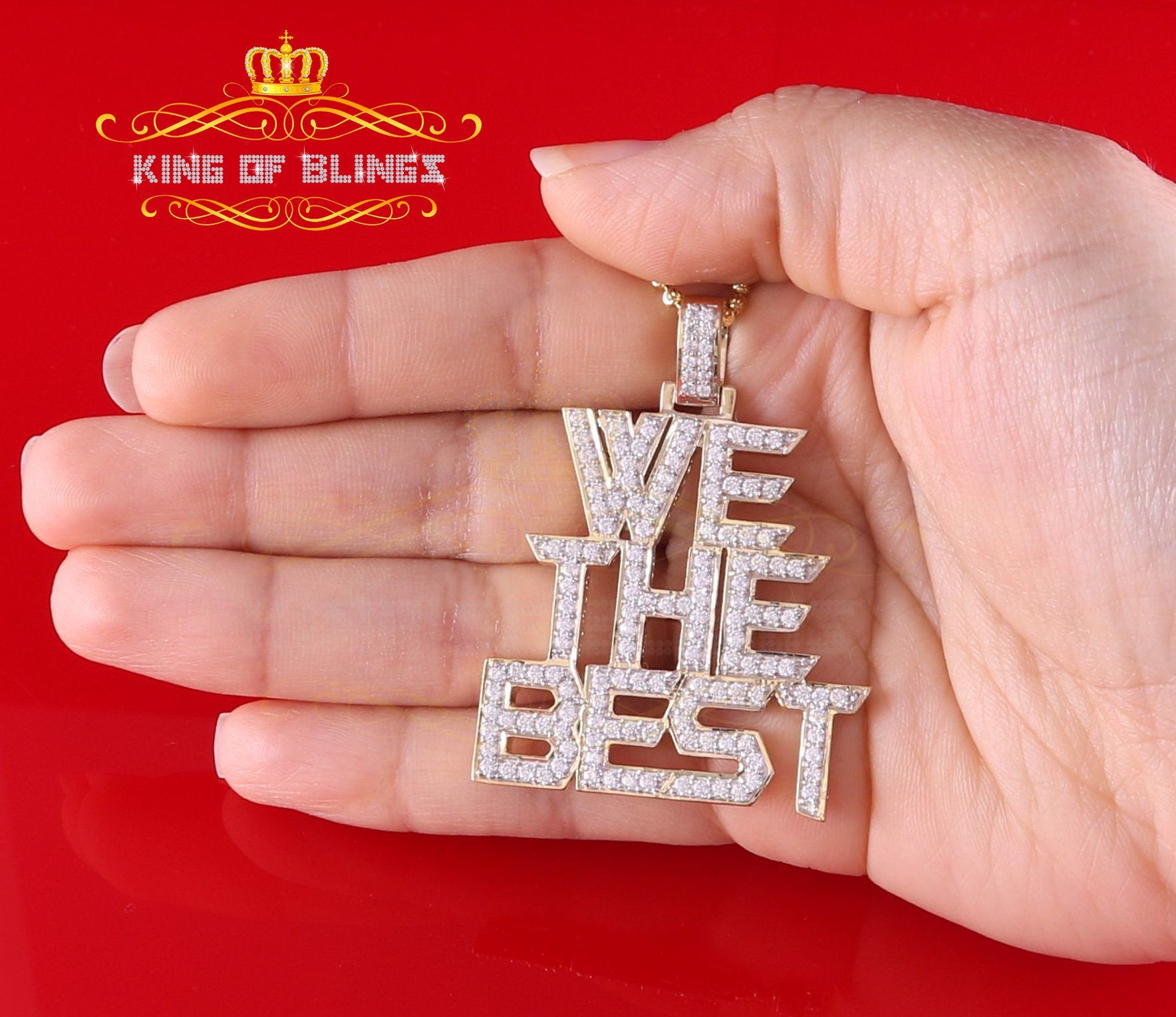 King Of Bling's Yellow 925 Sterling Silver We THE BEST Letter Pendant with 6.61ct Cubic Zirconia KING OF BLINGS
