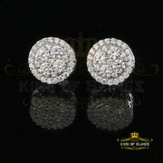 King of Blings- White 925 Sterling Silver 1.77ct Cubic Zirconia Hip Hop Round Earring For Ladies KING OF BLINGS