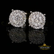 King of Blings- 925 White Sterling Silver 0.86ct Cubic Zirconia Round Women's Hip Hop Earrings KING OF BLINGS