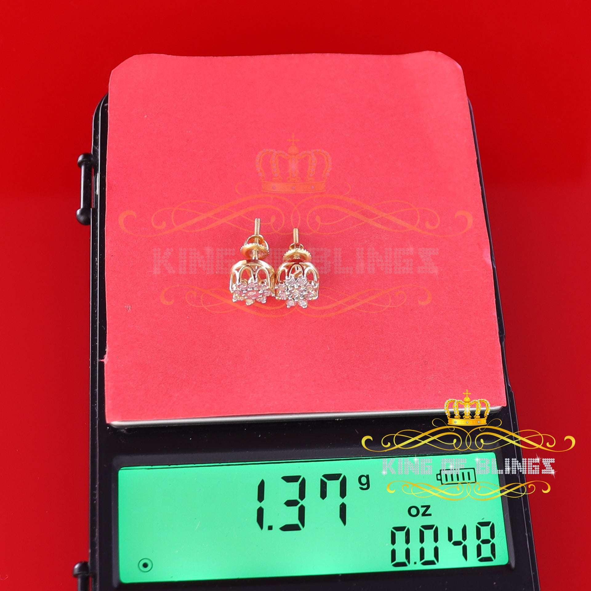 King of Blings-0.05ct Diamond 925 Sterling Silver Yellow For Men's & Women's Floral Earrings KING OF BLINGS