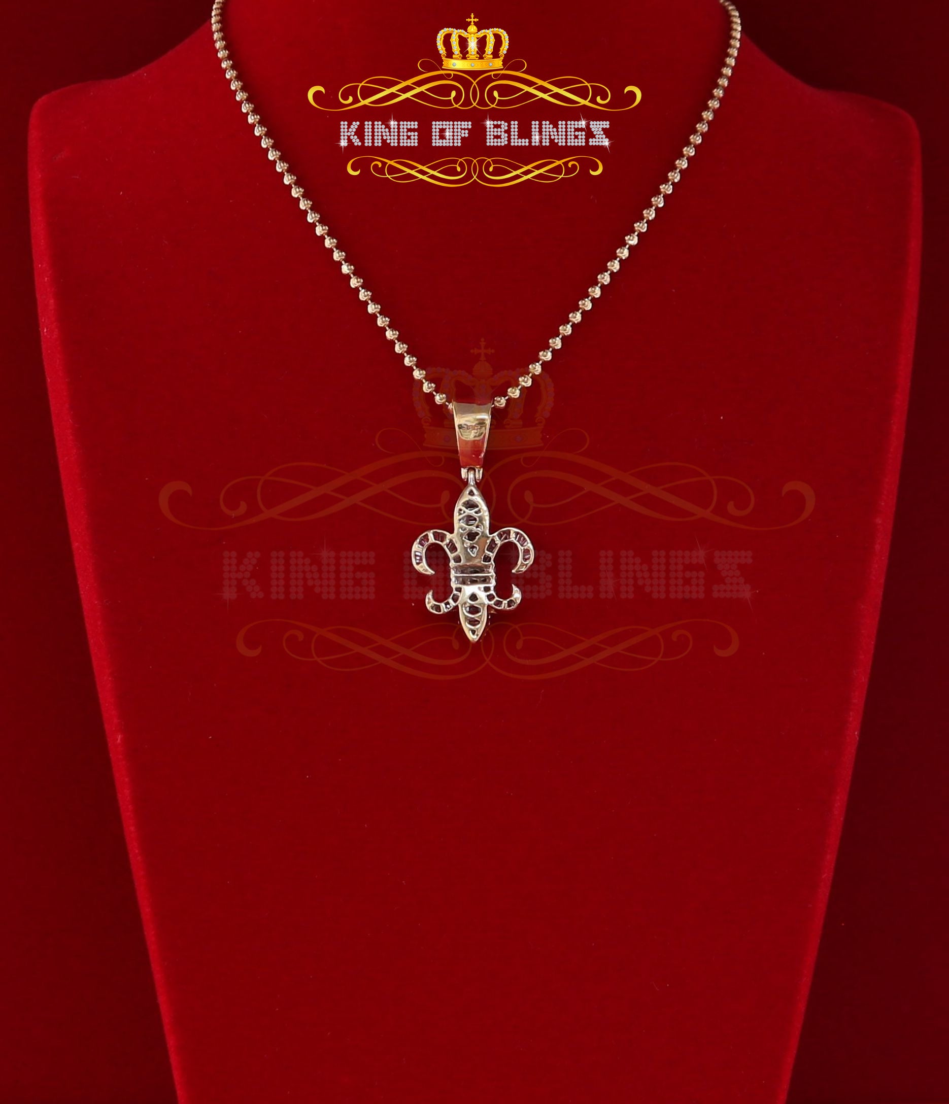 Charm Yellow Sterling Silver Fleur de Lis Pendant 2.09ct Cubic Zirconia Stone KING OF BLINGS