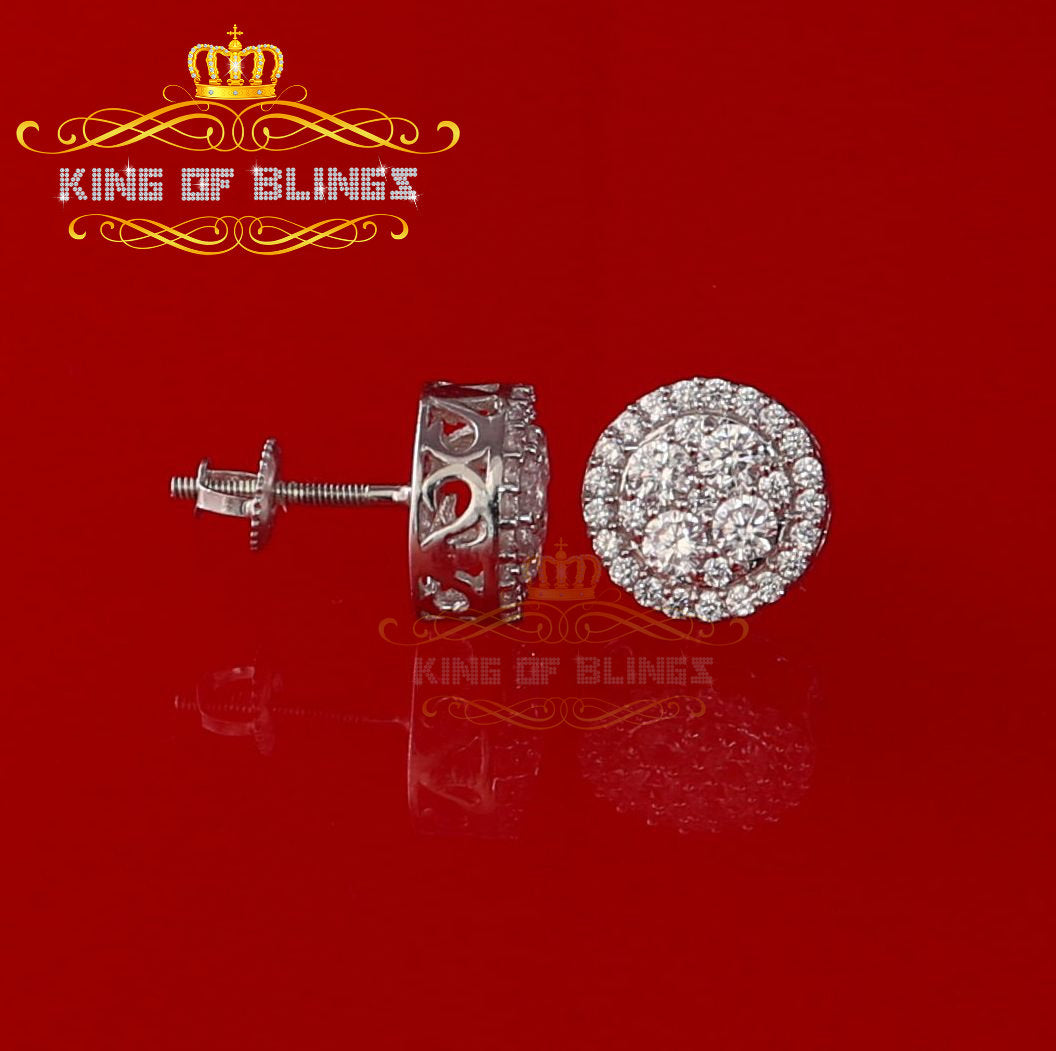 King of Blings- White 925 Sterling Silver 1.77ct Cubic Zirconia Hip Hop Round Earring For Ladies KING OF BLINGS