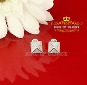King of Blings- 925 White Sterling Silver Cubic Zirconia Women's & Men's Hip Hop Square Earring KING OF BLINGS