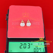 King of Bling's 925 Yellow Silver 2.1ct Cubic Zirconia Women's & Men's Hip Hop Floral Earrings KING OF BLINGS