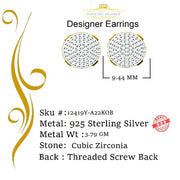 King of Bling's 925 Yellow Sterling Silver 0.90ct Cubic Zirconia Hip Hop Round Women's Earrings KING OF BLINGS