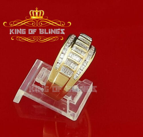 King Of Bling's 925 Yellow 1.75ct Cubic Zirconia Silver Men's Adjustable Ring From SZ 9 to 11 KING OF BLINGS