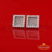 King of Bling's 925 White Silver 1.00ct VVS 'D' Moissanite Square Stud Earring Men's/Womens King of Blings
