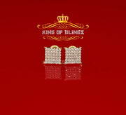 King of Bling's Aretes Para Hombre 925 Yellow Silver 0.72ct Cubic Zirconia Round Womens Earrings KING OF BLINGS