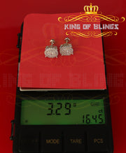 King of Blings- 1.96ct Cubic Zirconia Aretes Para Hombre 925 White Silver Women's Round Earring KING OF BLINGS