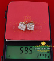 King of Bling's Yellow 2.28ct Cubic Zirconia 925 Sterling Silver Hip Hop Square Ladies Earrings KING OF BLINGS