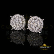 King of Blings- 1.96ct Cubic Zirconia Aretes Para Hombre 925 White Silver Women's Round Earring KING OF BLINGS