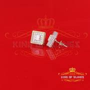 King  of Bling's Men's/Womens 925 Silver Yellow 1.00ct VVS 'D' Moissanite 3D Square Stud Earrings KING OF BLINGS
