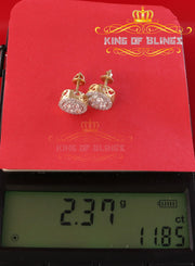 King of Bling's 925 Yellow Silver 1.77ct Cubic Zirconia Women's & Men's Hip Hop Round Earrings KING OF BLINGS