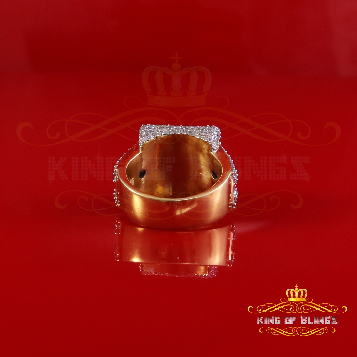 King of Bling's Men's 925 Silver Yellow 5.00ct VVS 'D' Moissanite Stone Square Rings Size 10 King of Blings