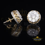 King of Bling's 3.28ct Cubic Zirconia 925 Yellow Silver Women's & Men's Hip Hop Flower Earrings KING OF BLINGS