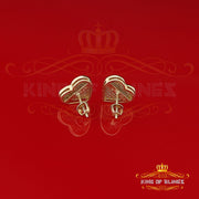 King of Blings-Aretes Para Hombre Heart 925 Yellow Silver 0.50ct Diamond Ladies /Men's Earrings KING OF BLINGS