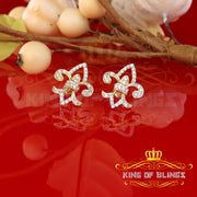 King of Bling's 925 Yellow Silver 0.60ct Cubic Zirconia Fleur de Lis Screw Back Women's Earrings KING OF BLINGS