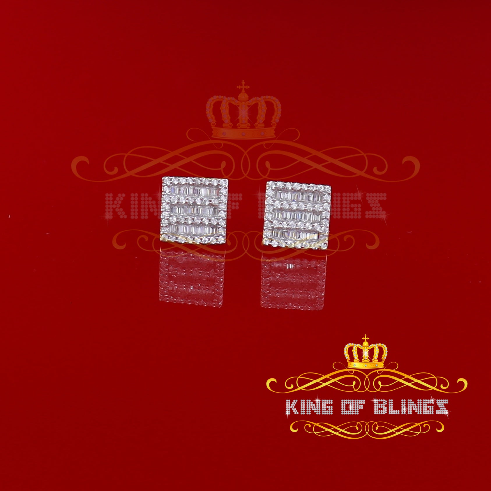 King of Bling's Hip Hop Screw Back Yellow 2.07ct Silver Cubic Zirconia Women's & Men's Earrings KING OF BLINGS