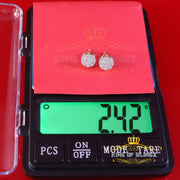 King of Bling's Men's/Womens Silver Yellow 0.50ct VVS 'D' Moissanite 2 Round Earrings KING OF BLINGS