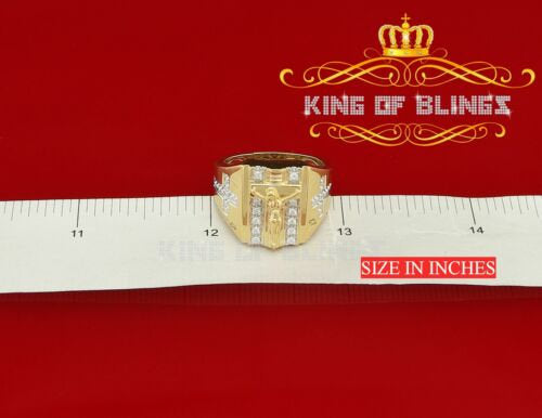 King Of Bling's Jesus Design Yellow Cubic Zirconia 0.45ct Men's Adjustable Ring From SZ 9 to 11 KING OF BLINGS
