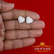 King of Blings- Aretes Para Hombre 925 White Silver 1.64ct Cubic Zirconia Heart Women's Earrings KING OF BLINGS