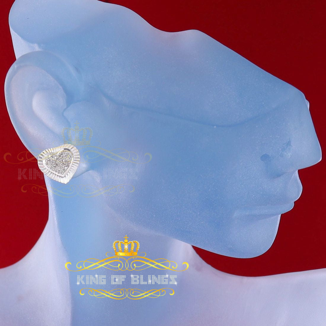King Of Bling's Aretes Para Hombre Heart 925 White Silver 0.25ct Diamond Ladies Style Earrings KING OF BLINGS