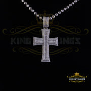 King Of Bling's 925 White Sterling Silver 2.25ct VVS D Clr. Moissanite Cross Pendant for Women's KING OF BLINGS