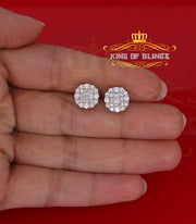 King of Blings- Aretes Para Hombre 925 White Silver 1.98ct Cubic Zirconia Round Women's Earrings KING OF BLINGS