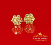 King of Bling's 4.12ct Cubic Zirconia 925 Yellow Silver Women's & Men's Hip Hop Flower Earrings KING OF BLINGS