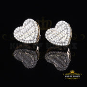 King of Bling's 925 Yellow Sterling Silver 1.48ct Cubic Zirconia Men's & Women's Heart Earrings KING OF BLINGS