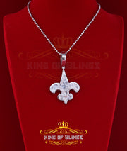 King Of Bling's Fancy 925 Sterling Silver Fleur de Lis White Pendant with 4.65ct Cubic Zirconia KING OF BLINGS