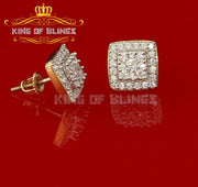 King of Bling's Hip Hop Yellow Silver Screw Back 1.04ct Cubic Zirconia Women's Square Earrings KING OF BLINGS