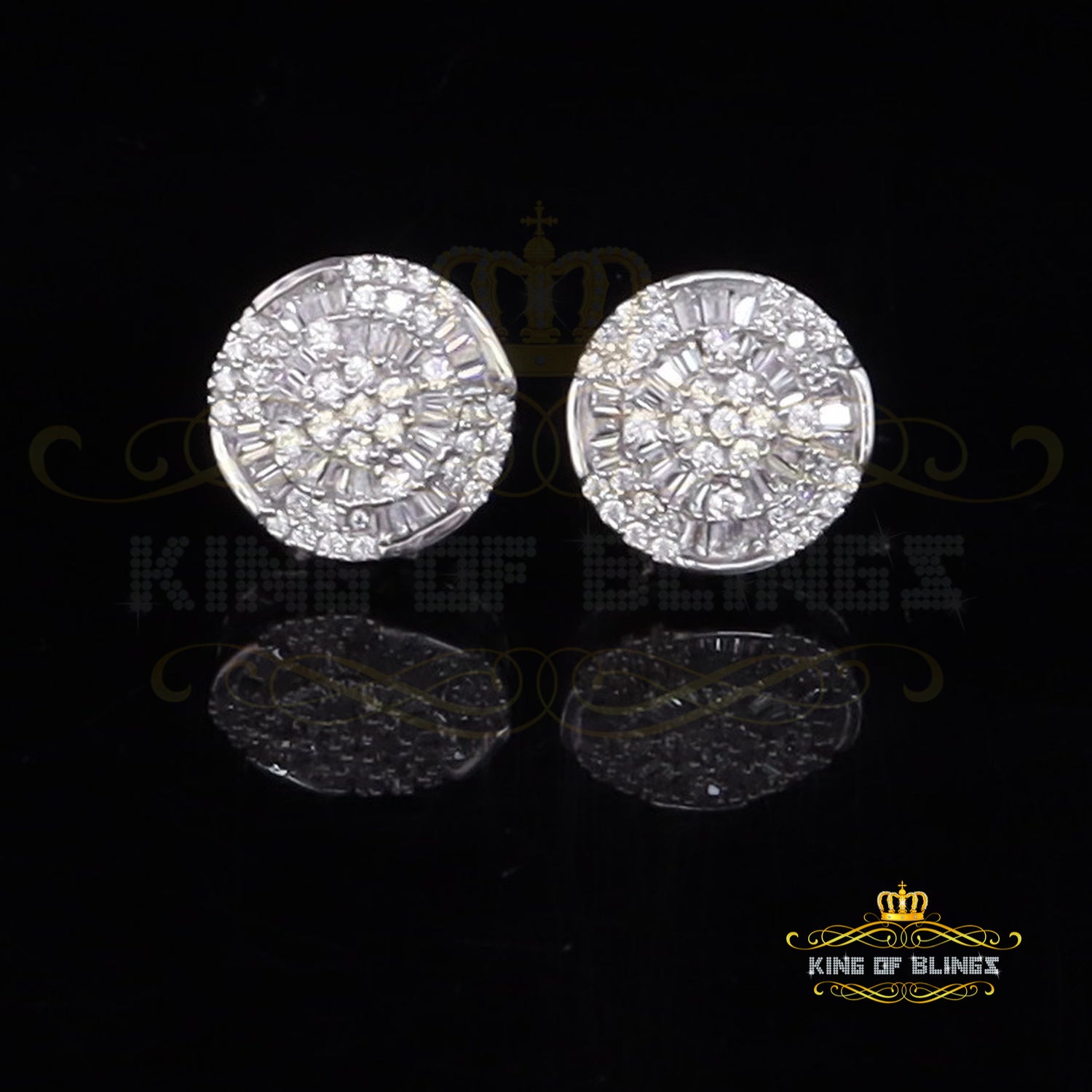 King of Blings 925 White Silver 1.68ct Cubic Zirconia Charm Round Women's Earrings KING OF BLINGS