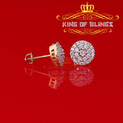 King of Bling's Aretes Para Hombre 925 Yellow Silver 1.86ct Cubic Zirconia Round Women's Earring KING OF BLINGS