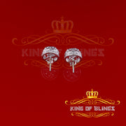 King of Blings- 2.02ct Cubic Zirconia 925 White Sterling Silver Women's Hip Hop Flower Earrings KING OF BLINGS