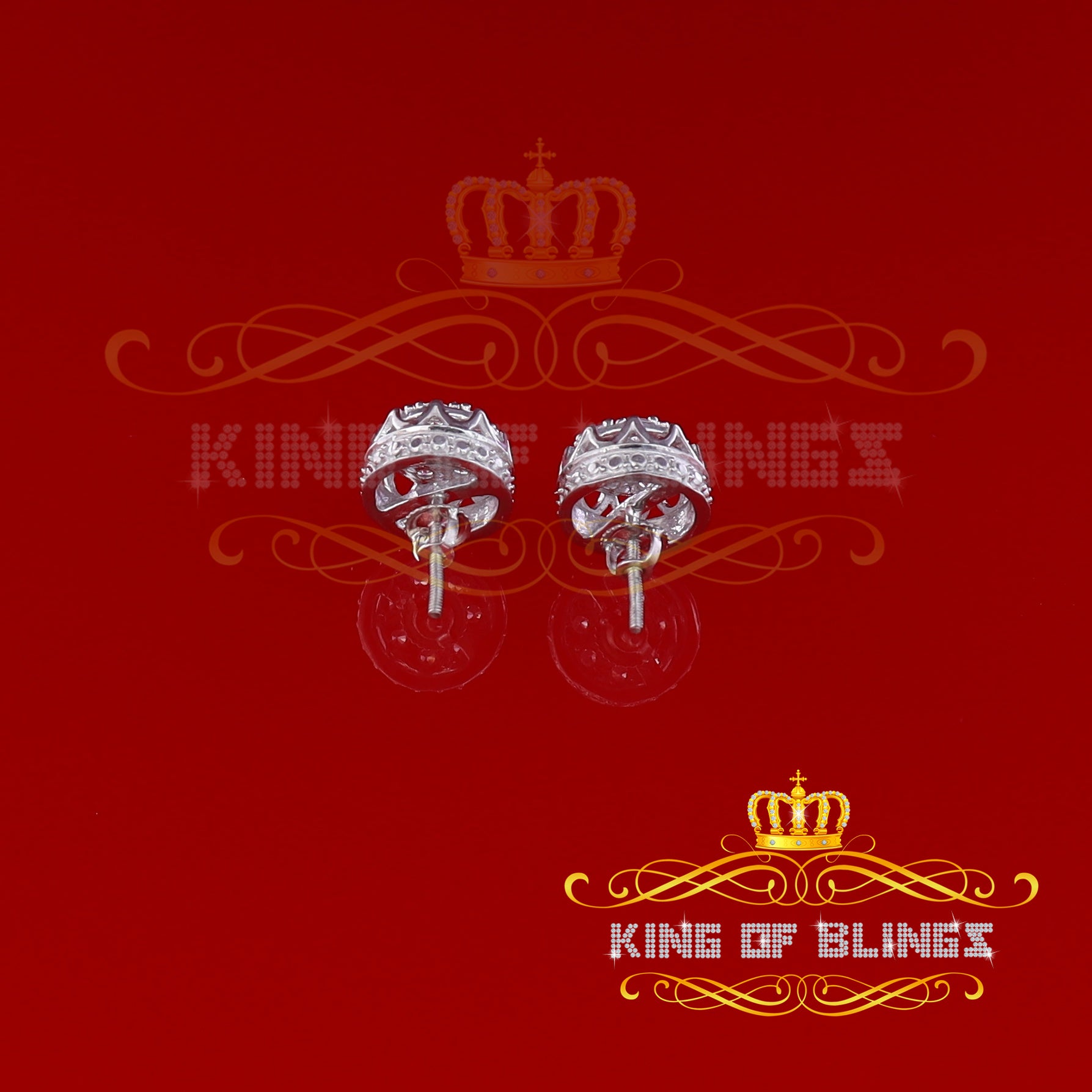 King of Blings- 2.02ct Cubic Zirconia 925 White Sterling Silver Women's Hip Hop Flower Earrings KING OF BLINGS